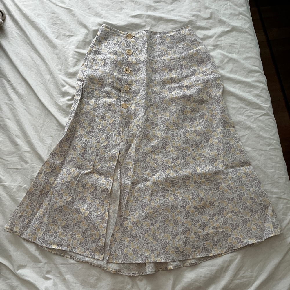 Reformation long skirt linen floral size 2